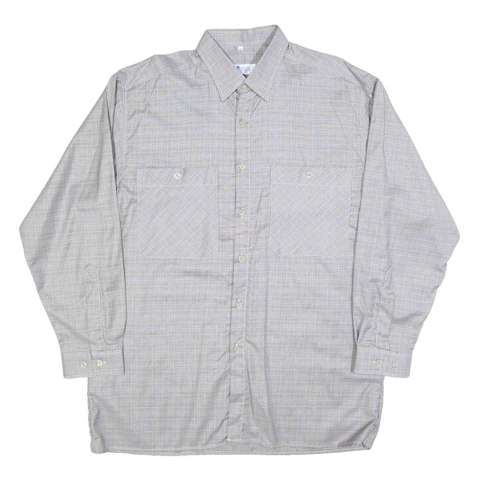 SIRNA Mens Grey Shirt L Cotton Blend Classic Fit Button Front Pocket Casual Refurbished - N/A refurbished available on Cerqular