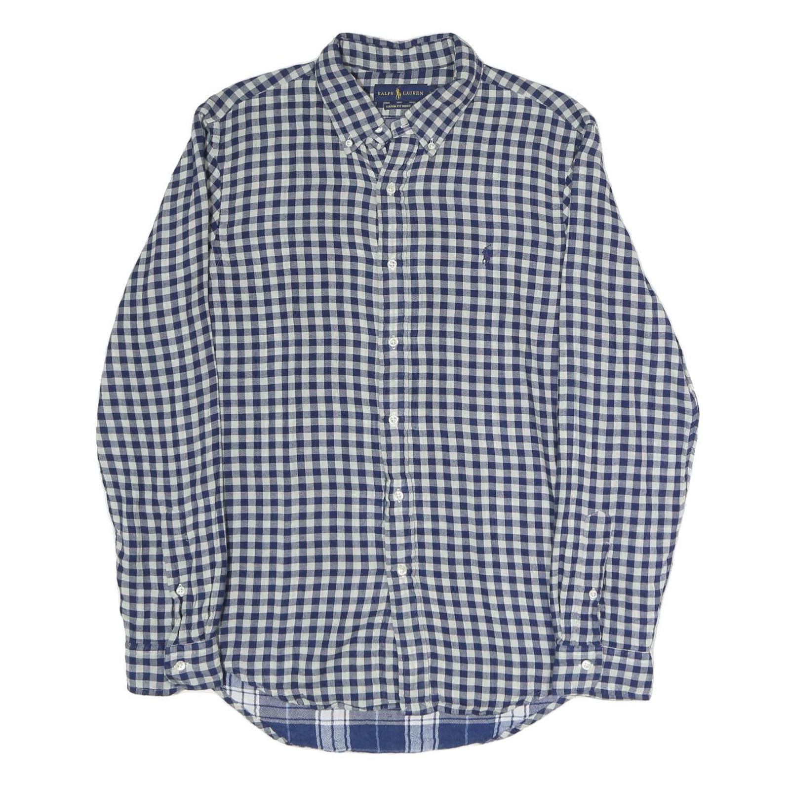 RALPH LAUREN Mens Blue & White Check Shirt L Button-Down Collar Classic Fit Refurbished - N/A refurbished available on Cerqular