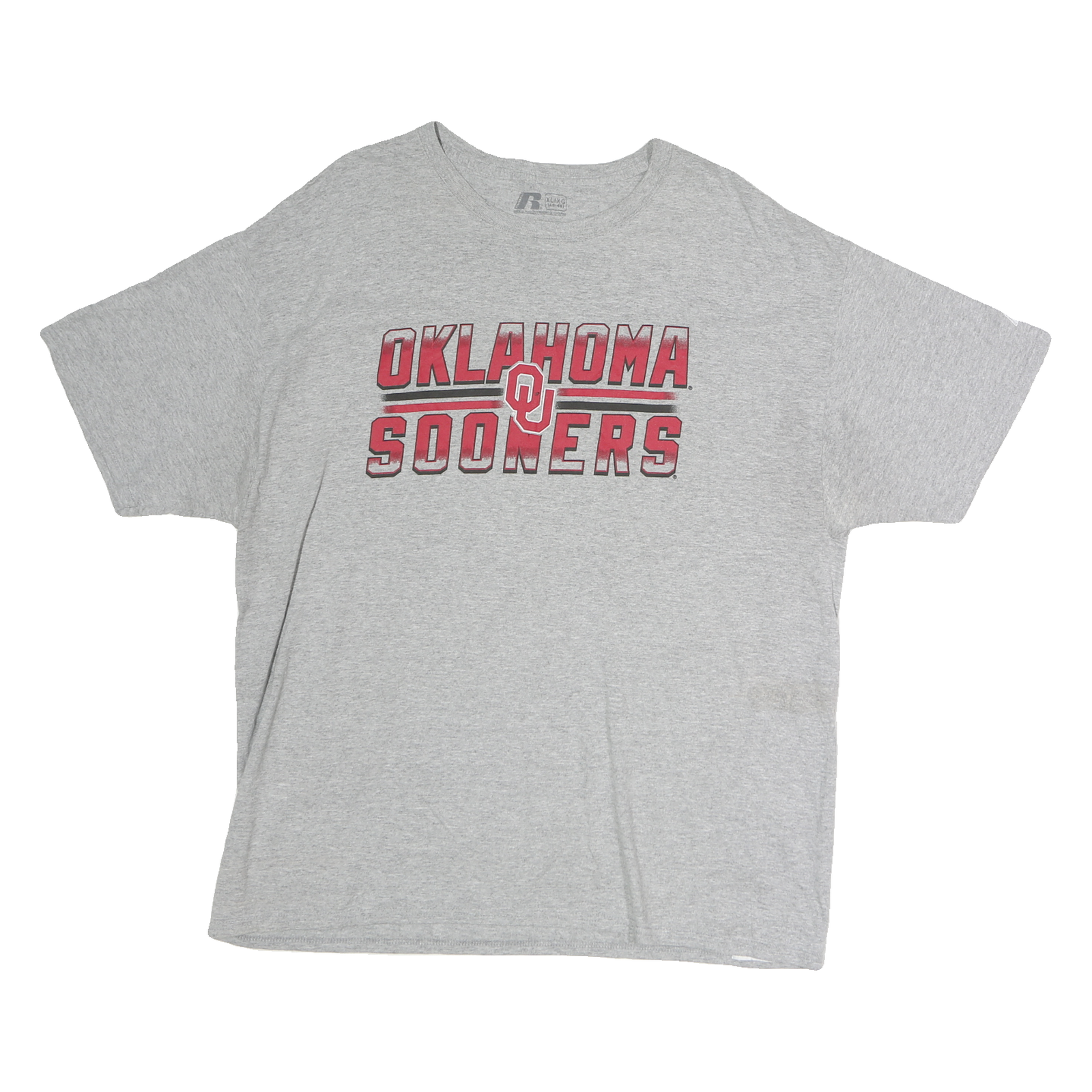 RUSSELL ATHLETIC Mens Grey Oklahoma Sooners Graphic T-Shirt XL Short Sleeve Crew Refurbished - N/A refurbished available on Cerqular