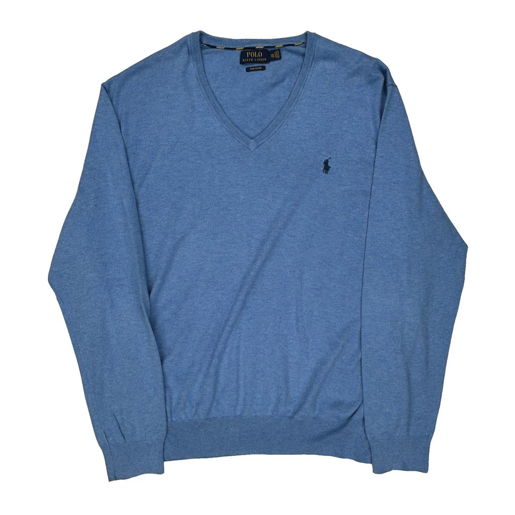Polo By Ralph Lauren Jumper - 2XL Blue Cotton Refurbished - Thrifted (note: this is a term often used to describe second- refurbished available on Cerqular