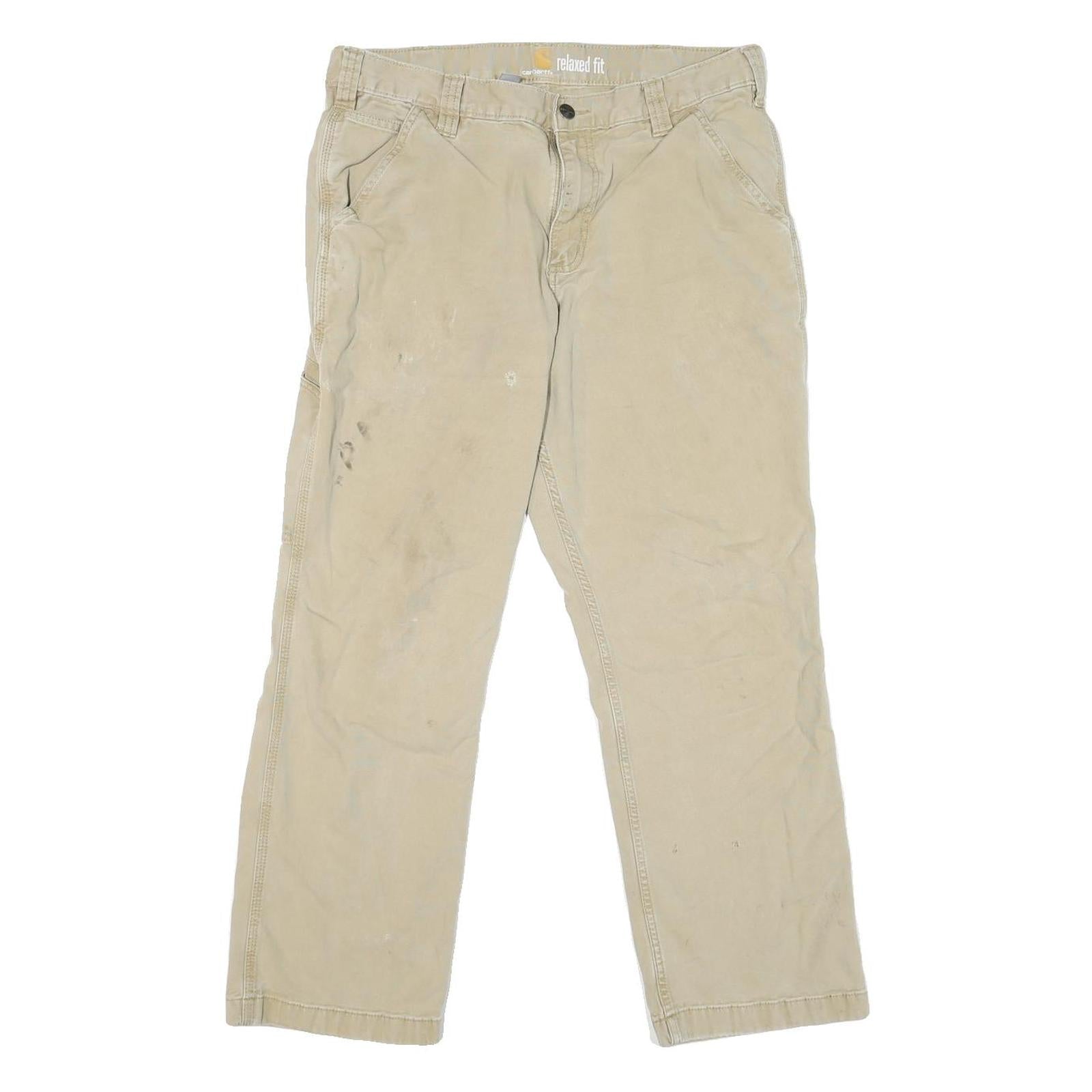 CARHARTT Mens Regular Beige Jeans Denim W34 L27 Cotton Blend Workwear Zip Refurbished - N/A refurbished available on Cerqular