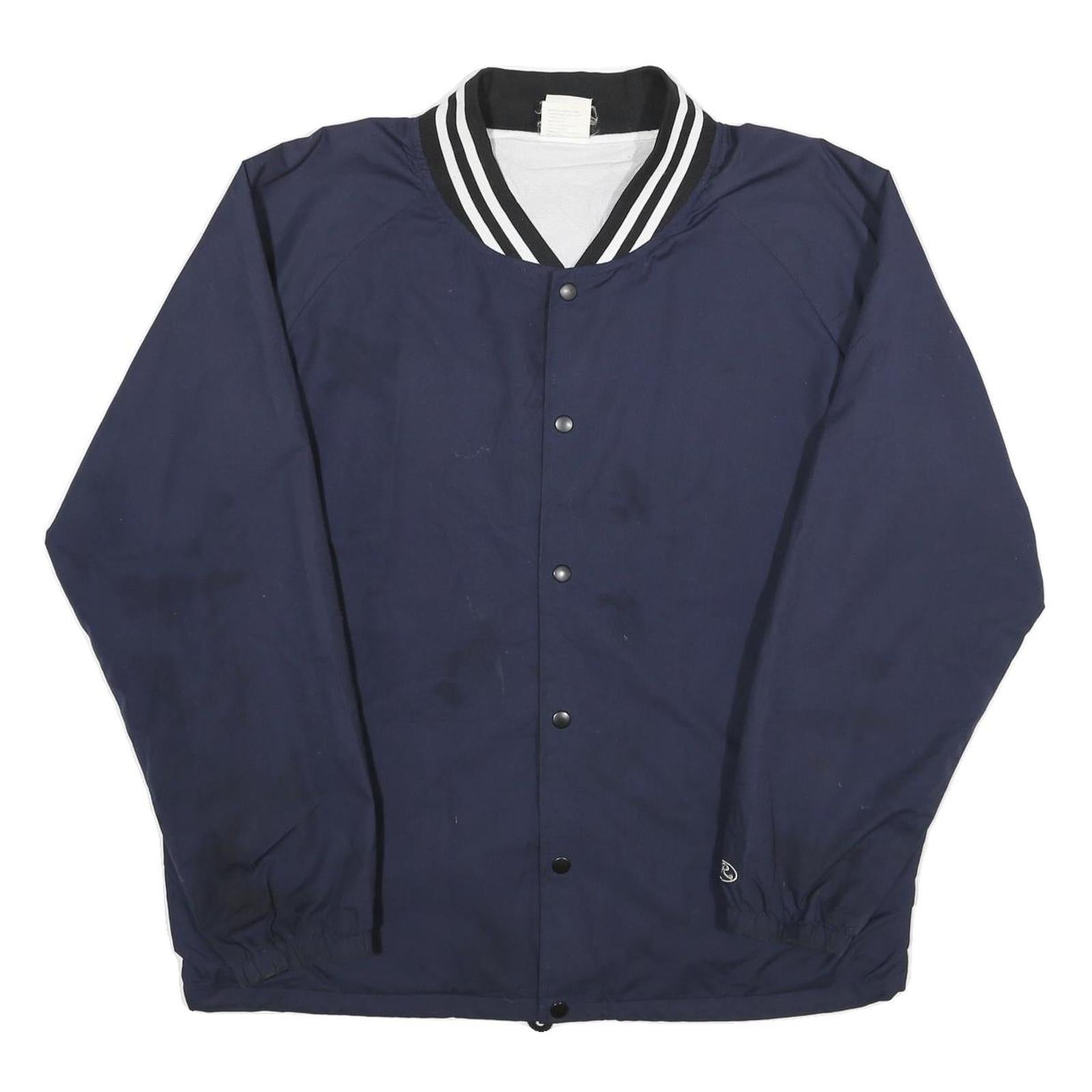 RAWLINGS Mens Navy Blue Button Jacket L Nylon Plain Casual Sportswear Refurbished - N/A refurbished available on Cerqular