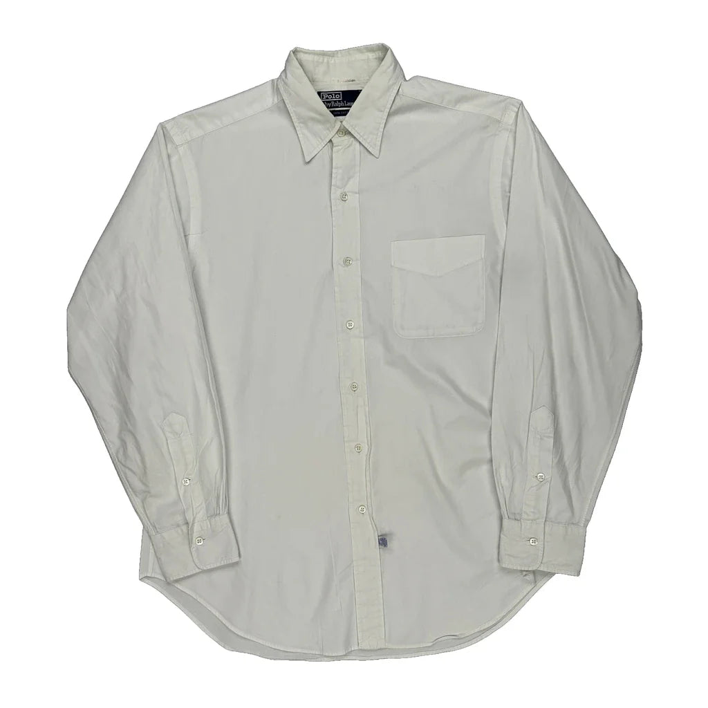 Polo By Ralph Lauren Shirt - Large White Cotton Refurbished - Thrifted (note: this is a term often used to describe second- refurbished available on Cerqular