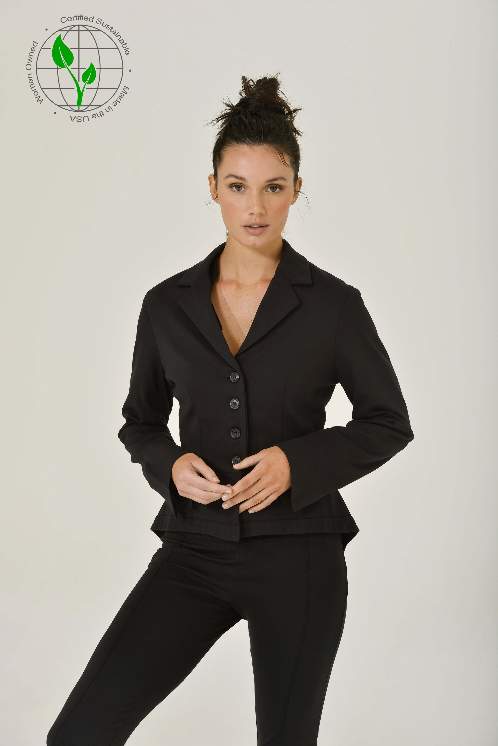 Vintage Black Peplum Jacket w/ Slit Sleeves | Size: M | Color: black Refurbished - N/A (Intention Fashion is not a well-known brand) refurbished available on Cerqular