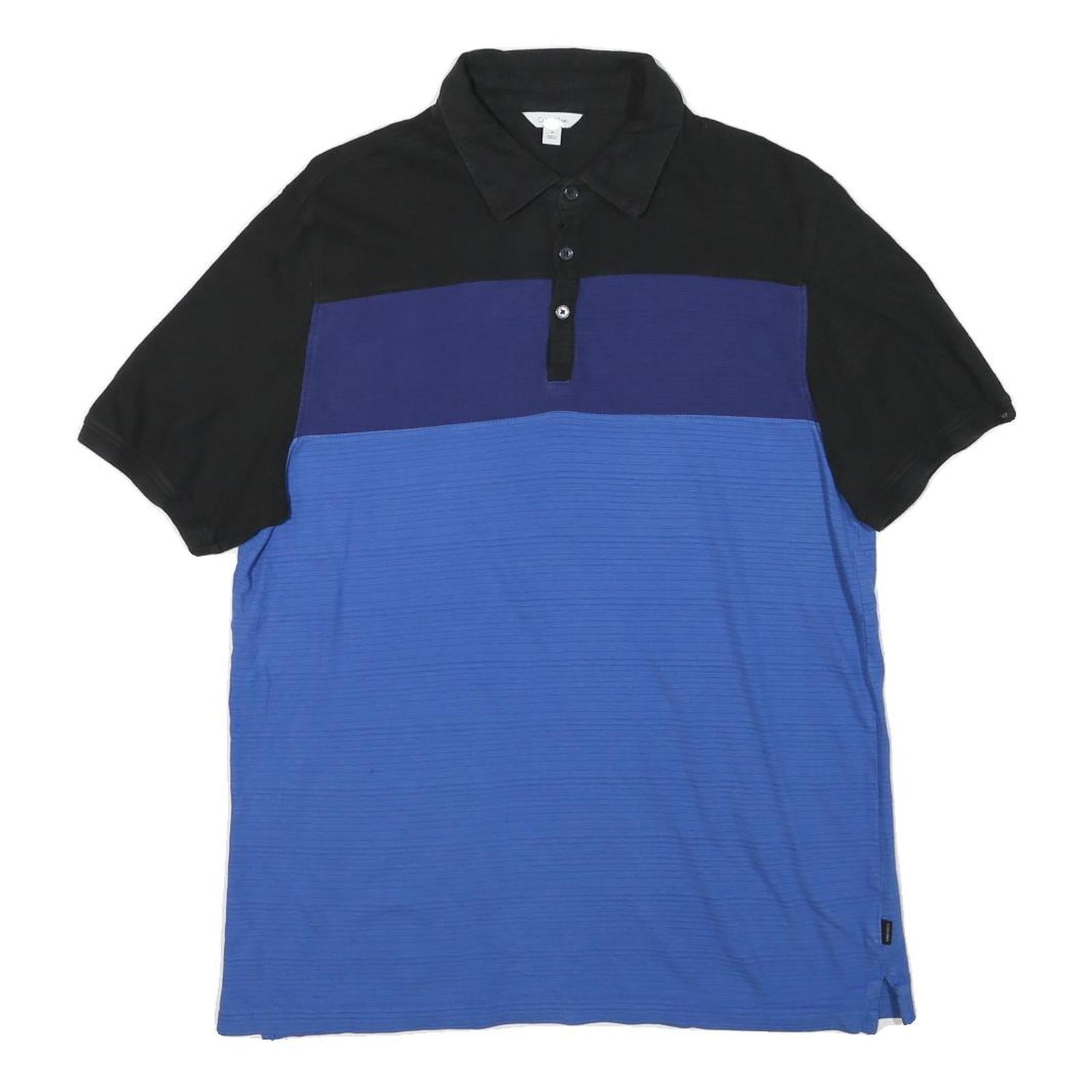 CALVIN KLEIN Mens Black & Blue Colourblock Short Sleeve Polo Shirt M Cotton Refurbished - N/A refurbished available on Cerqular