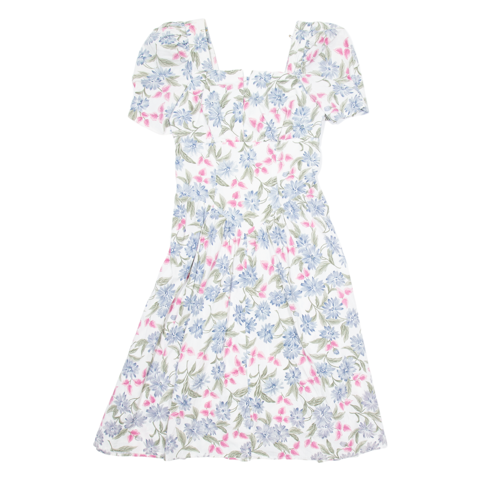HALMADE PETITES Womens Day Dress White 90s Floral Knee Length S Refurbished - N/A refurbished available on Cerqular