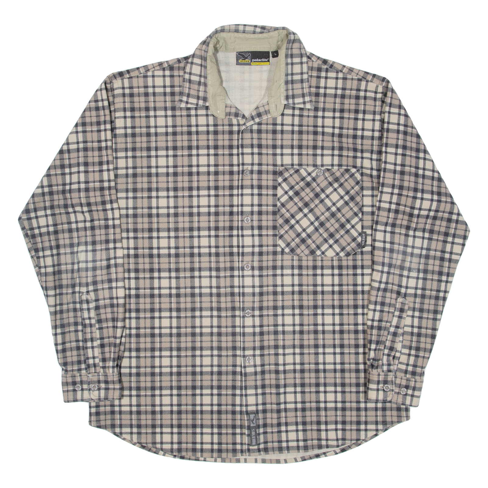POLARLIFE Mens Flannel Shirt Beige Check Long Sleeve L Refurbished - N/A refurbished available on Cerqular