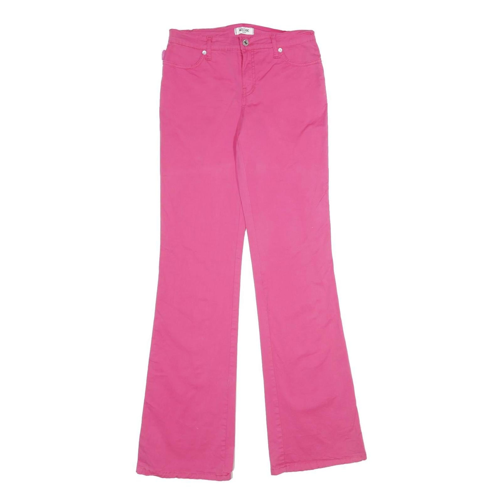 MOSCHINO Womens Cotton Blend Pink Regular Flared Trousers W28 L34 Stylish Casual Refurbished - N/A refurbished available on Cerqular