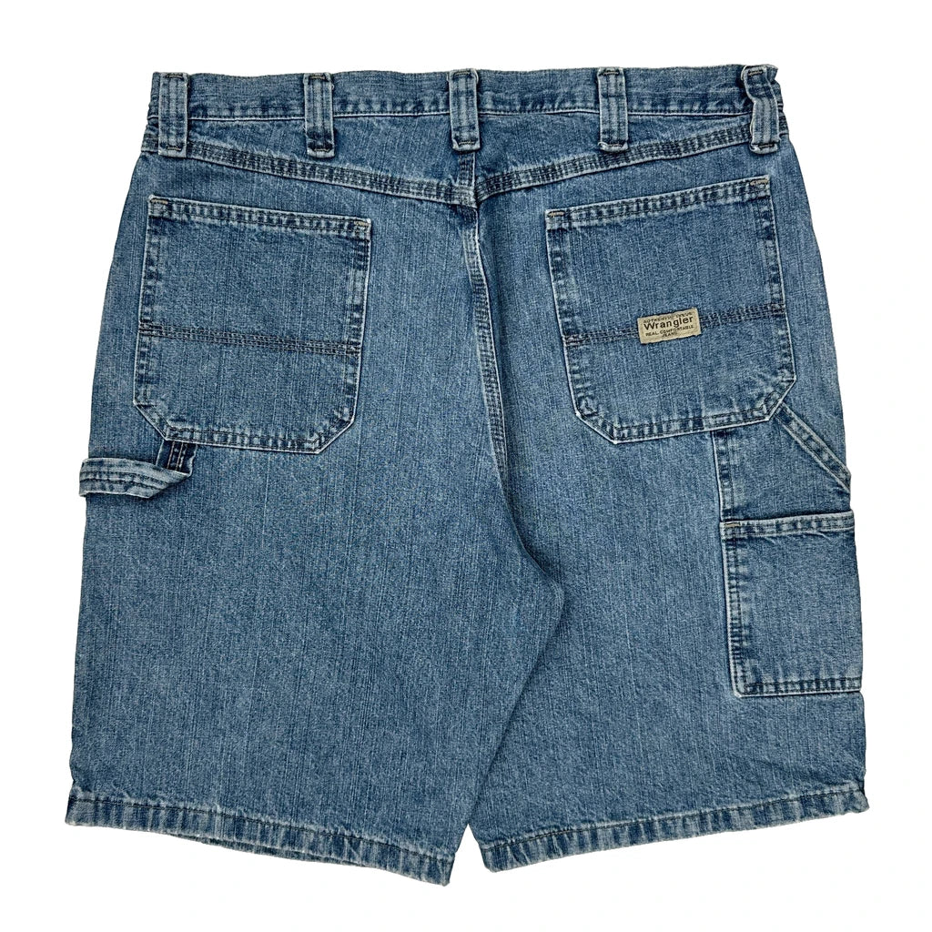 Wrangler Cargo Denim Shorts - 34W 9L Blue Denim Refurbished - Thrifted (note: this is a term often used to describe second- refurbished available on Cerqular