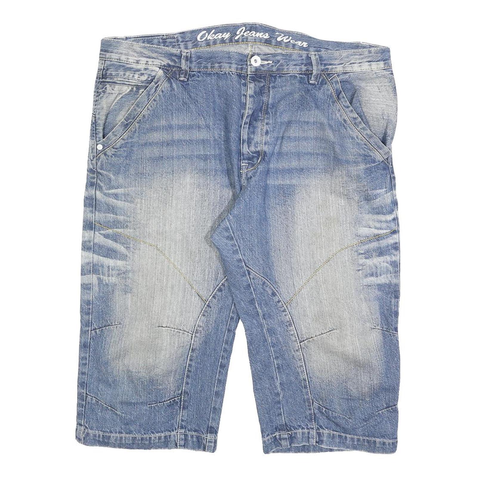OKAY JEANS Mens Denim Blue Casual Shorts 2XL W40 Cotton Blend Comfortable Fit Refurbished - N/A refurbished available on Cerqular