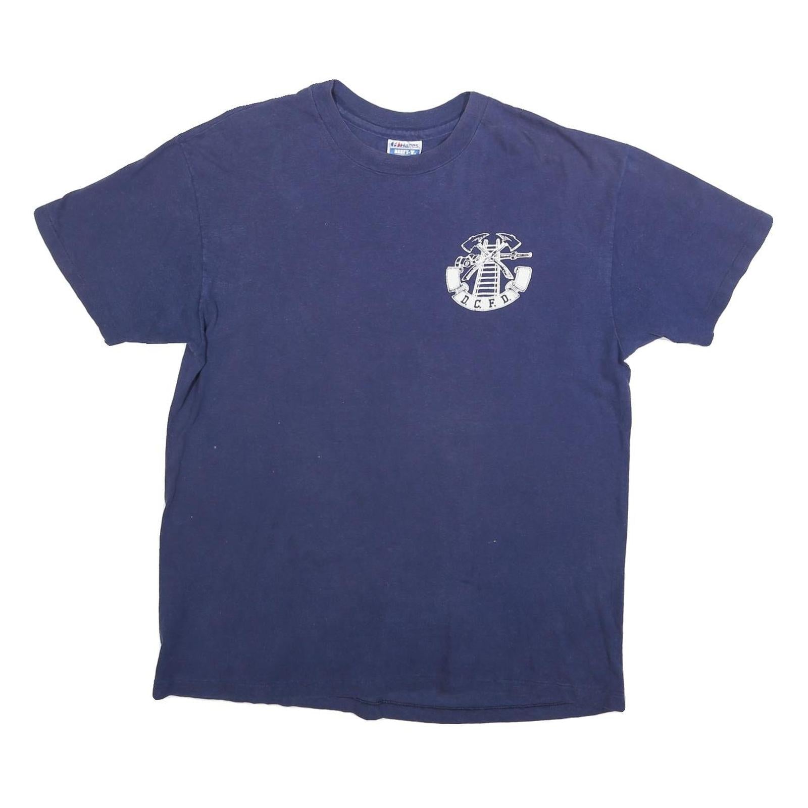 HANES Mens Blue & White Graphic T-Shirt XL Short Sleeve Crew Neck Casual Refurbished - N/A refurbished available on Cerqular