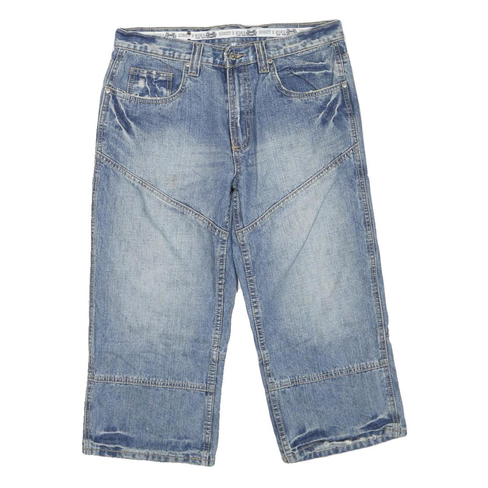 Mens Denim Blue Casual Cotton Blend Shorts M W32 Relaxed Fit Pockets Refurbished - N/A refurbished available on Cerqular