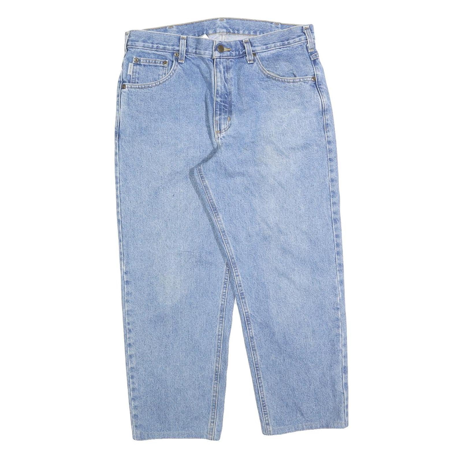 CARHARTT Mens Relaxed Light Blue Denim Jeans W36 L26 Casual Workwear Zip Closure Refurbished - N/A refurbished available on Cerqular
