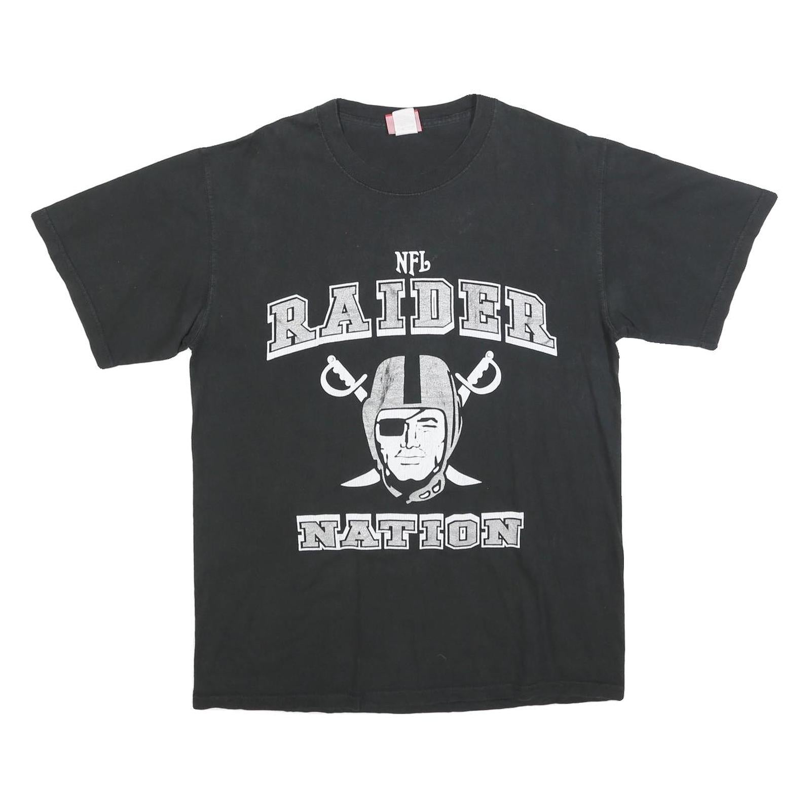 NFL Mens Black Raider Nation Graphic T-Shirt M Short Sleeve Crew Neck Refurbished - N/A refurbished available on Cerqular