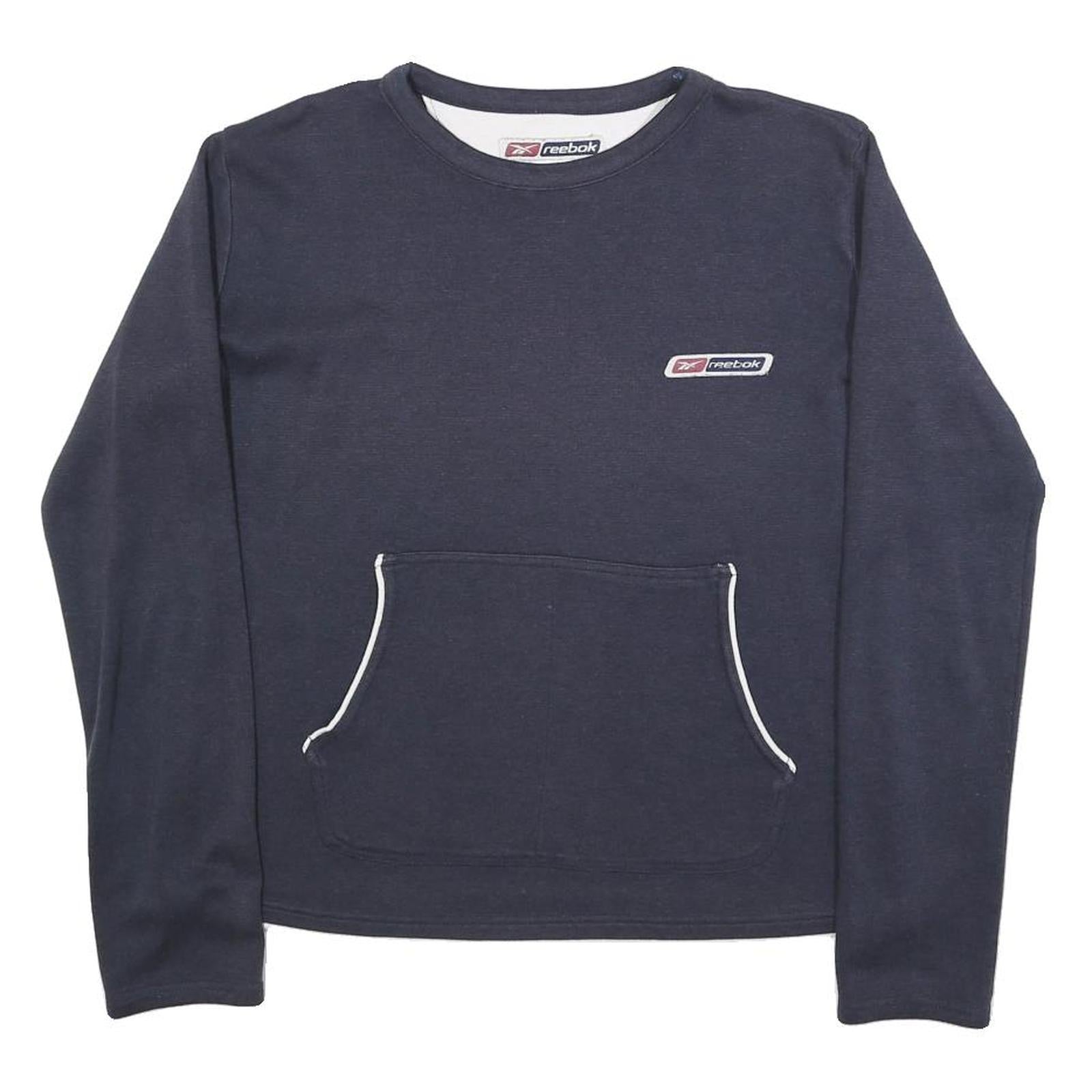REEBOK Womens Navy Sweatshirt UK 12 Crew Neck Cotton Blend Casual Pullover Refurbished - N/A refurbished available on Cerqular