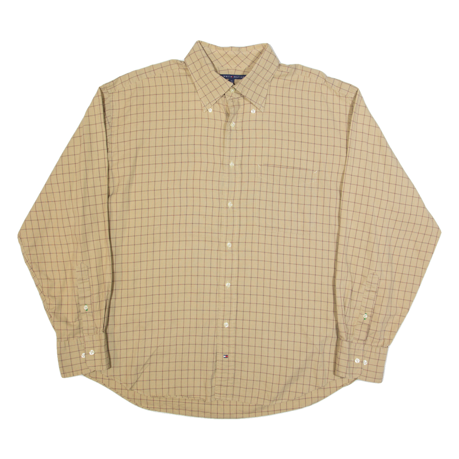 TOMMY HILFIGER Mens Shirt Beige Check Long Sleeve XL Refurbished - N/A refurbished available on Cerqular