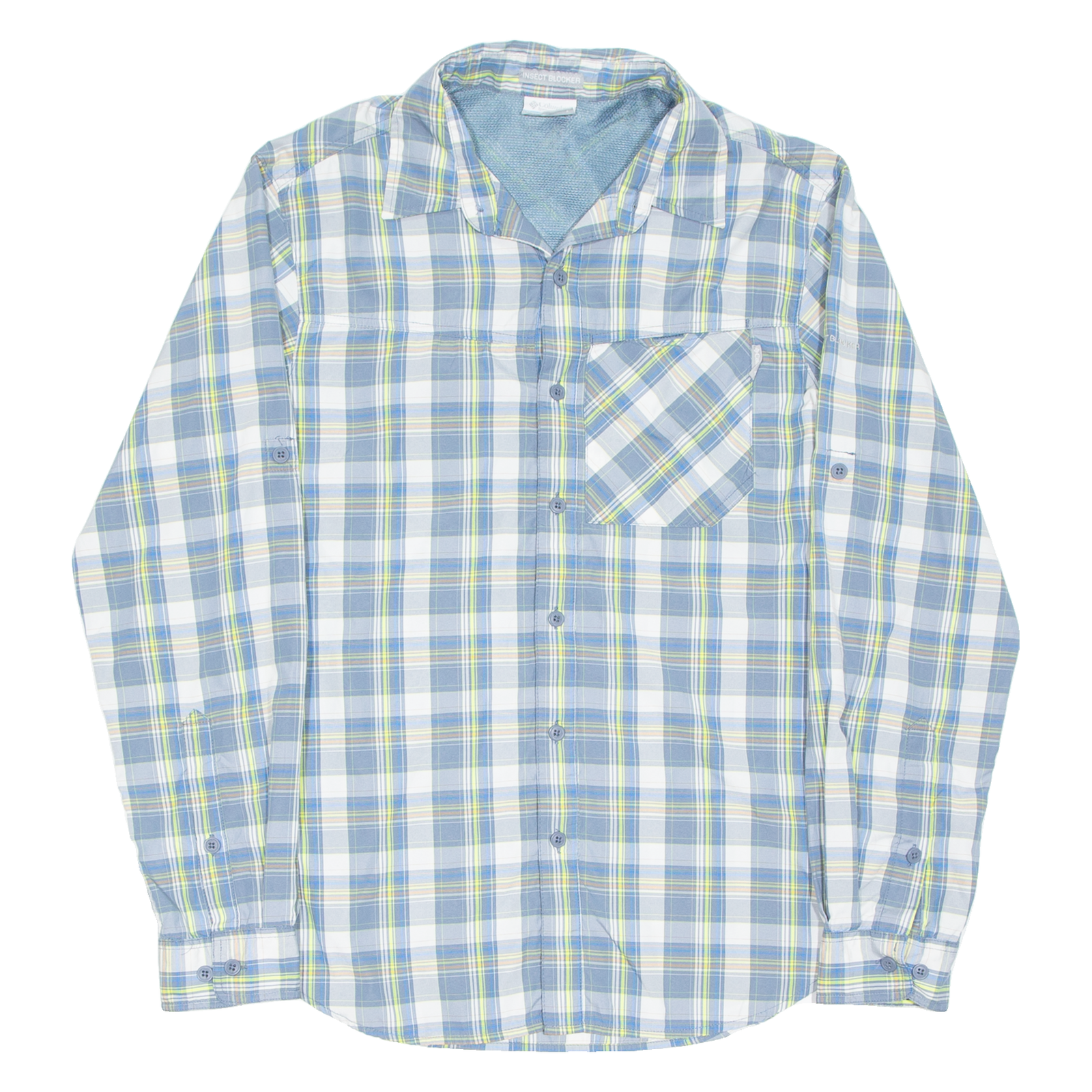 COLUMBIA Insect Blocker Mens Shirt Blue Check Long Sleeve S Refurbished - N/A refurbished available on Cerqular