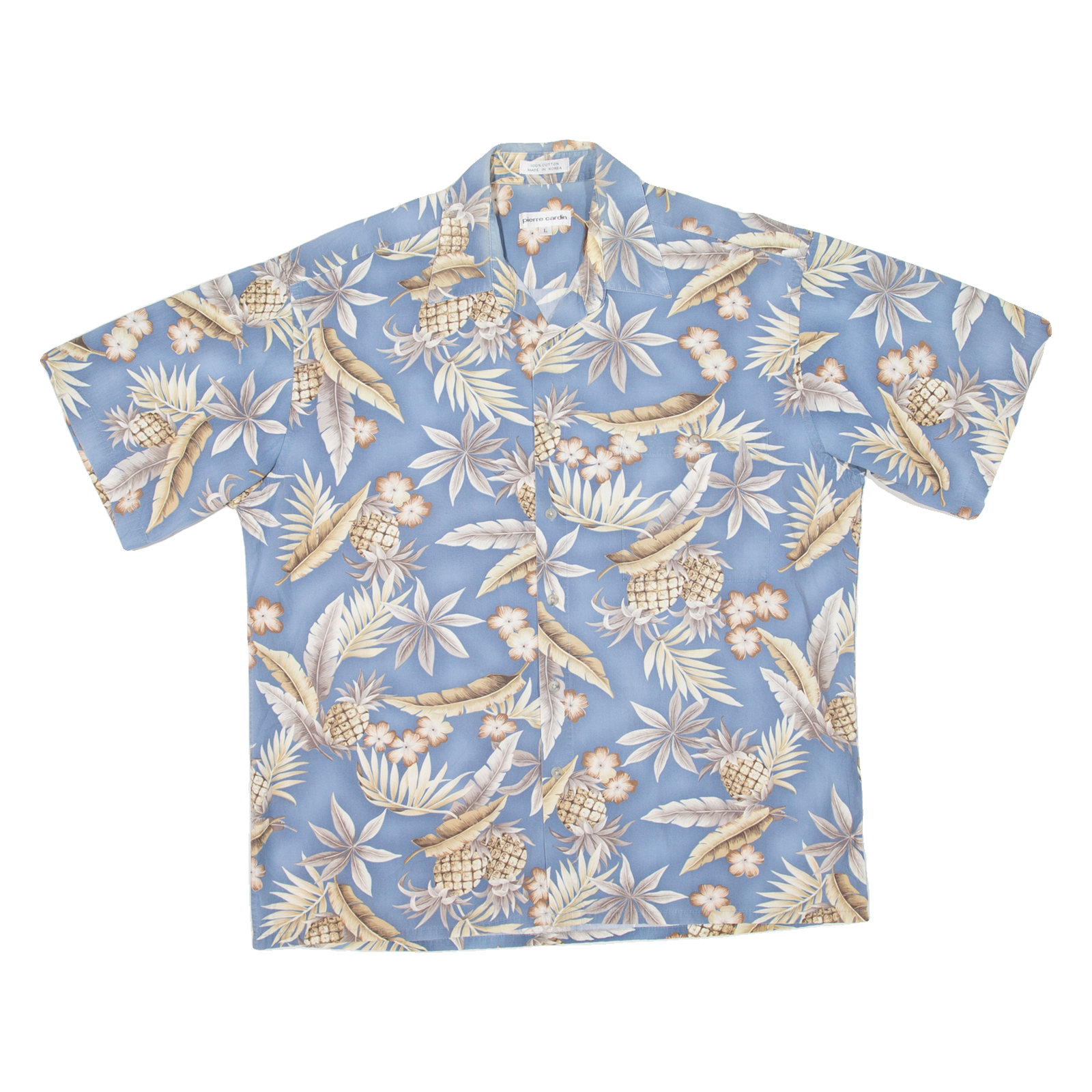 PIERRE CARDIN Mens Hawaiian Shirt Blue Floral L Refurbished - N/A refurbished available on Cerqular