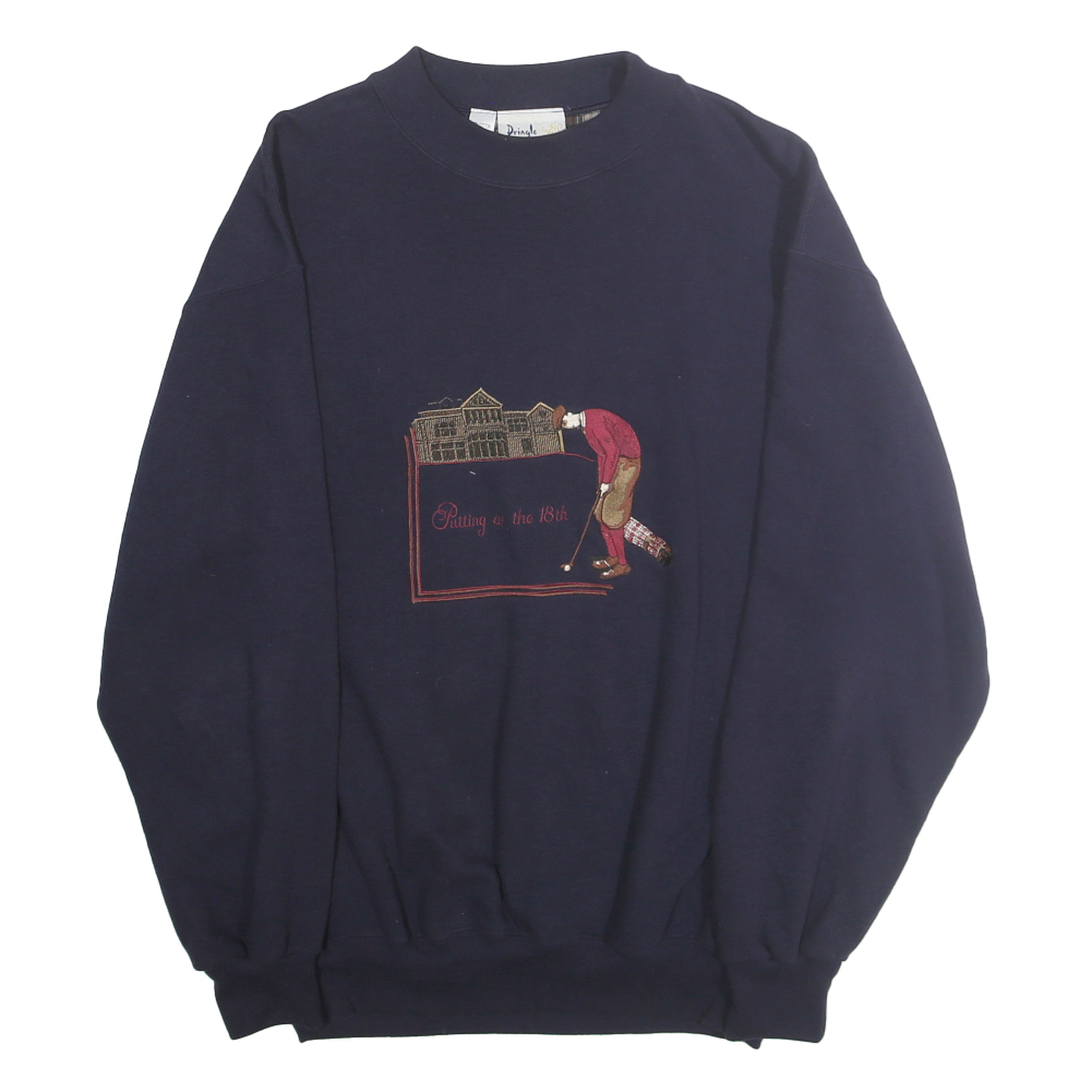 PRINGLE Mens Navy Putting On The 18th Crew Neck M Cotton Blend Golf Sweatshirt Refurbished - N/A refurbished available on Cerqular
