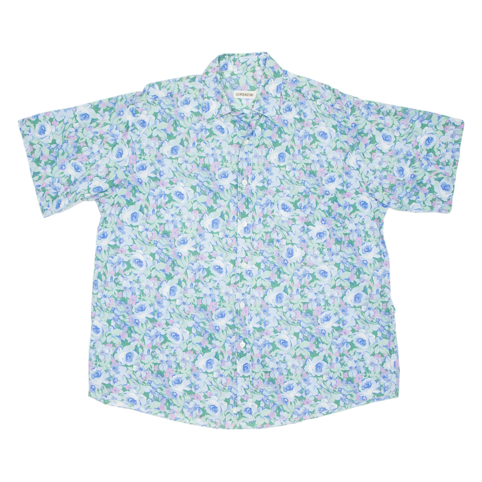 LORENZINI Mens Shirt Blue Floral M Refurbished - N/A refurbished available on Cerqular