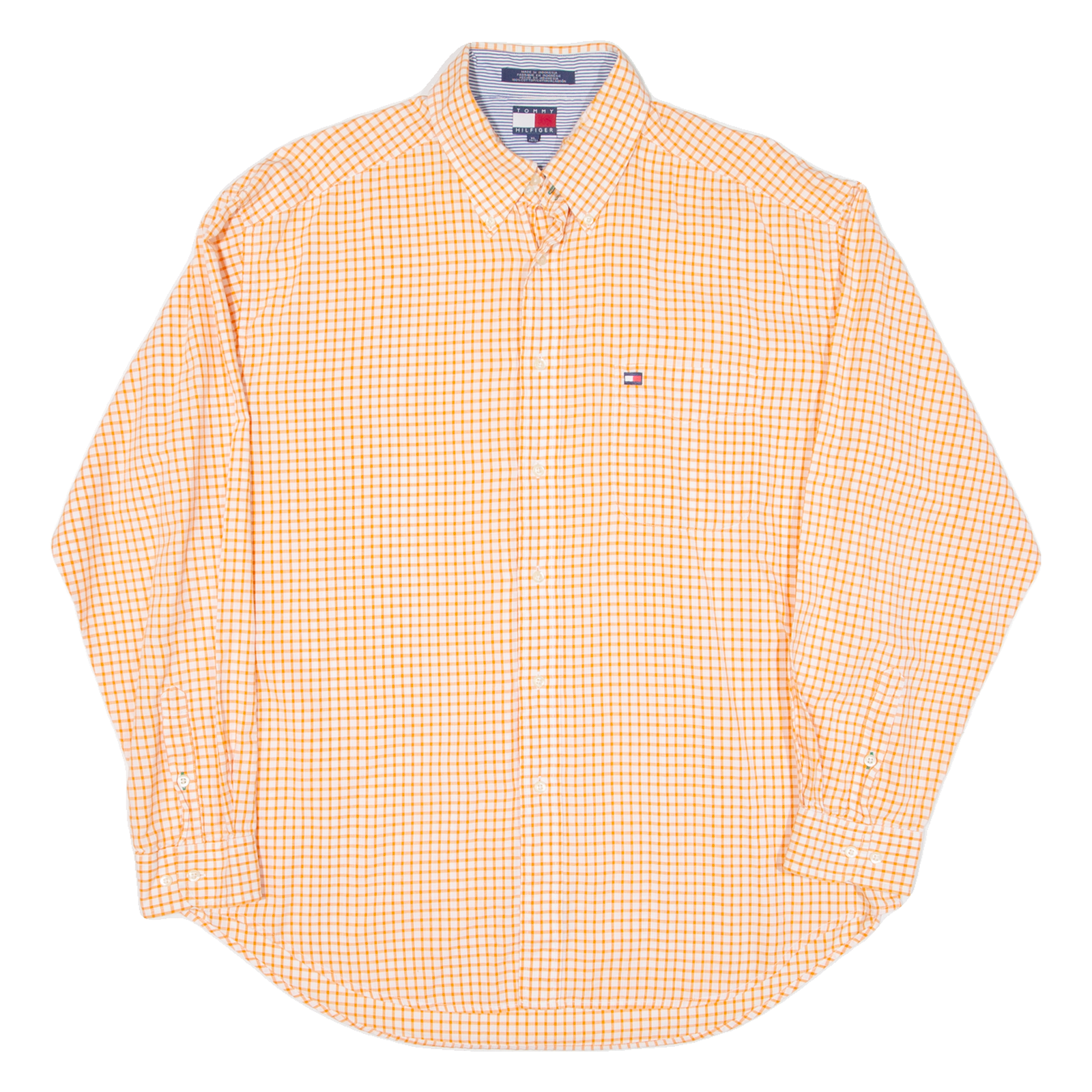TOMMY HILFIGER Mens Shirt Orange Check Long Sleeve XL Refurbished - N/A refurbished available on Cerqular