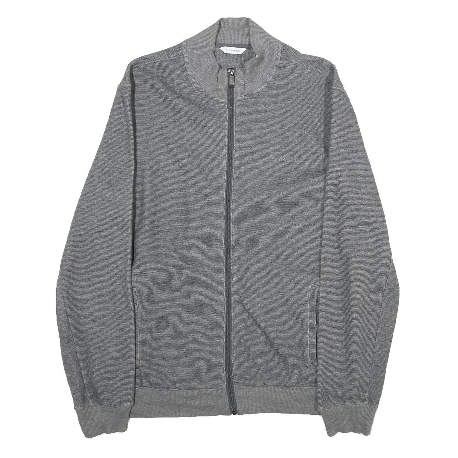 CALVIN KLEIN Mens Grey Zip Jacket M Cotton Plain Lightweight Casual Wear Refurbished - N/A refurbished available on Cerqular