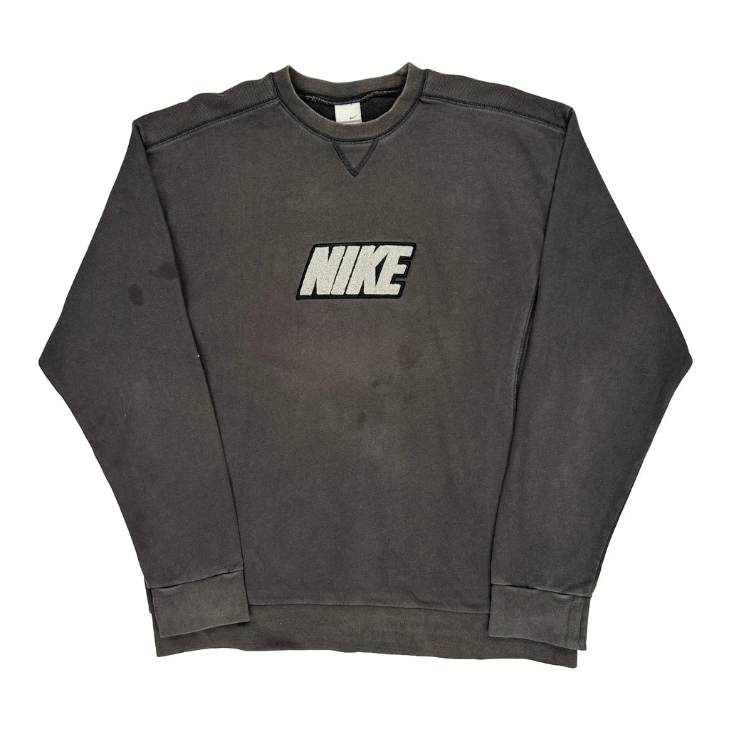 Nike Spellout Long Sleeve T-Shirt - Large Black Cotton Refurbished - Thrifted (note: this is a term often used to describe second- refurbished available on Cerqular