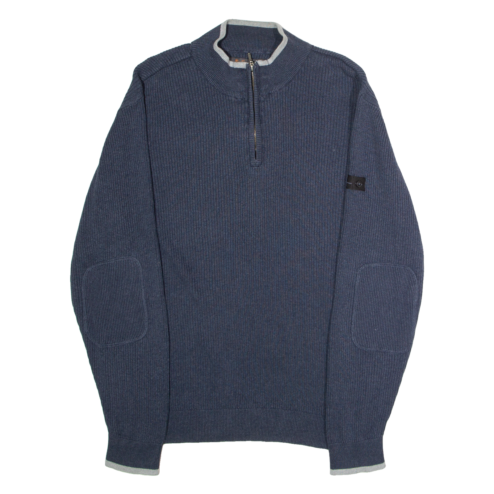 BEN SHERMAN Mens Jumper Blue 1/4 Zip Tight Knit L Refurbished - N/A refurbished available on Cerqular