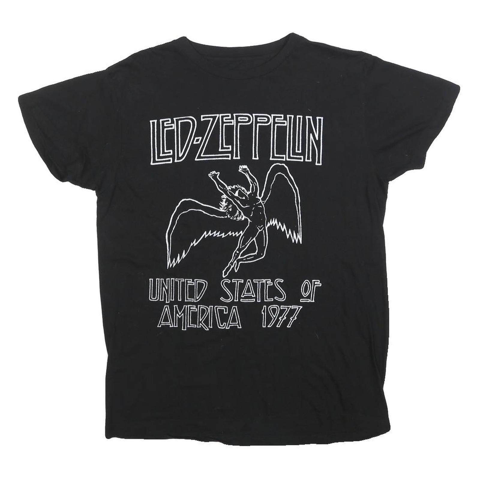 LED ZEPPELIN Mens Black United States Of America 1977 Graphic T-Shirt M Short Refurbished - N/A refurbished available on Cerqular