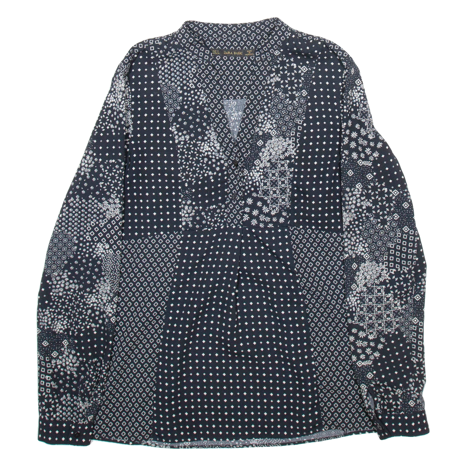 Buy ZARA BASIC Womens Printed Blouse Black V-Neck Long Sleeve Crazy Pattern S Refurbished - $16.89 ZARA BASIC Womens Printed Blouse Black V-Neck Long Sleeve Crazy Pattern S Refurbished - N/A refurbished available on Cerqular