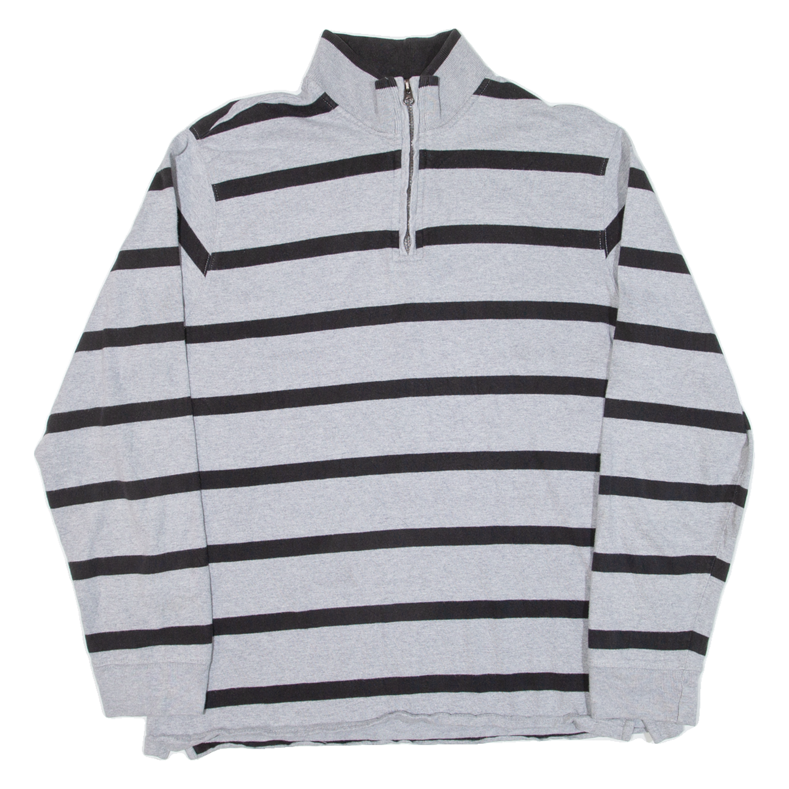 CHAPS Striped Mens Sweatshirt Grey 1/4 Zip L Refurbished - N/A refurbished available on Cerqular