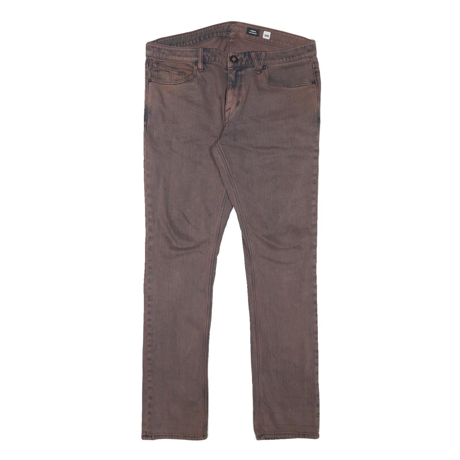 VOLCOM Mens Slim Brown Denim Jeans Zip W37 L33 Casual Stylish Cotton Blend Refurbished - N/A refurbished available on Cerqular