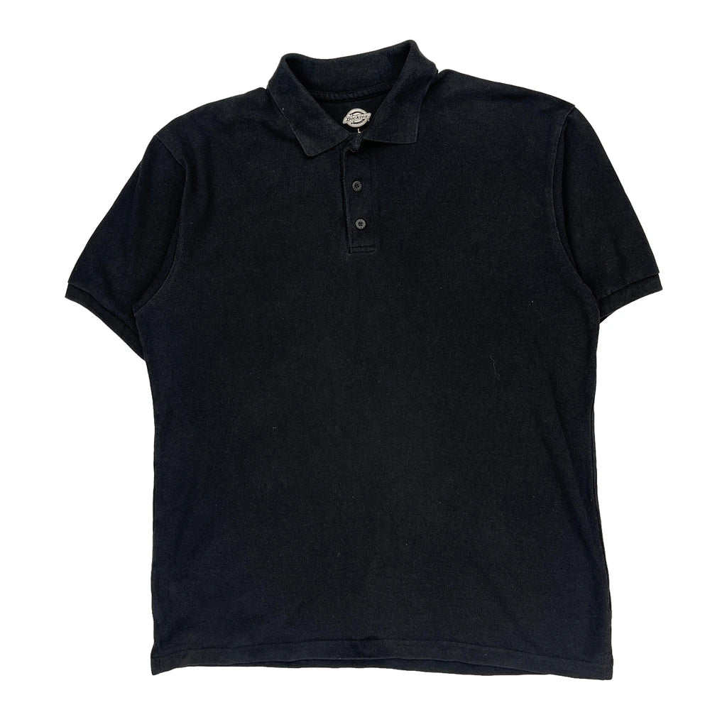 Dickies Polo Shirt - Large Black Cotton Blend Refurbished - Thrifted (note: this is a term often used to describe second- refurbished available on Cerqular