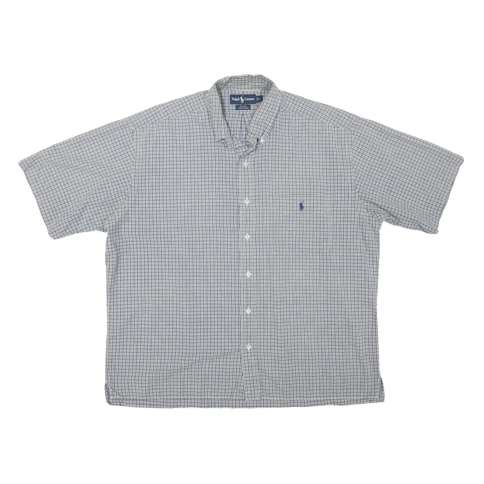 RALPH LAUREN Mens Blue & White Check Short Sleeve Shirt L Casual Classic Refurbished - N/A refurbished available on Cerqular