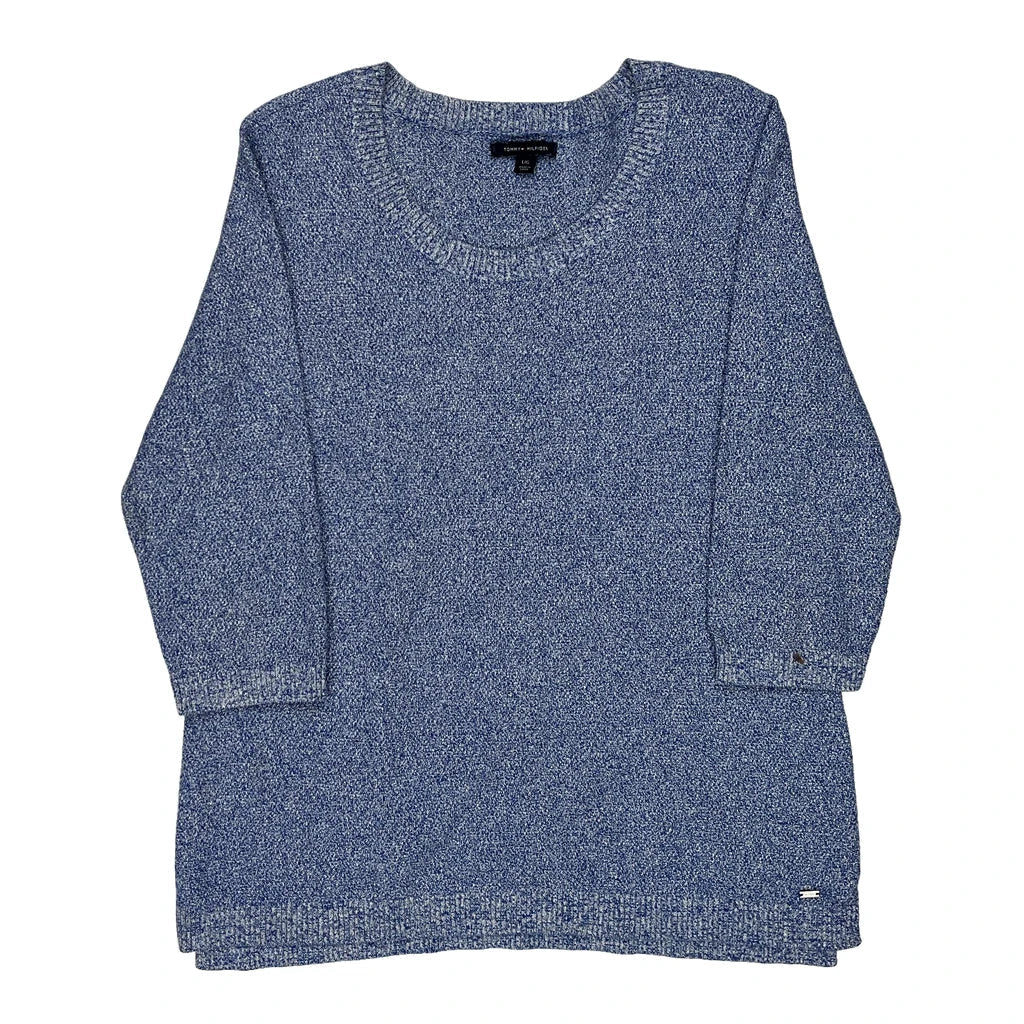 Tommy Hilfiger Jumper - Large Blue Cotton Blend Refurbished - Thrifted (note: this is a term often used to describe second- refurbished available on Cerqular