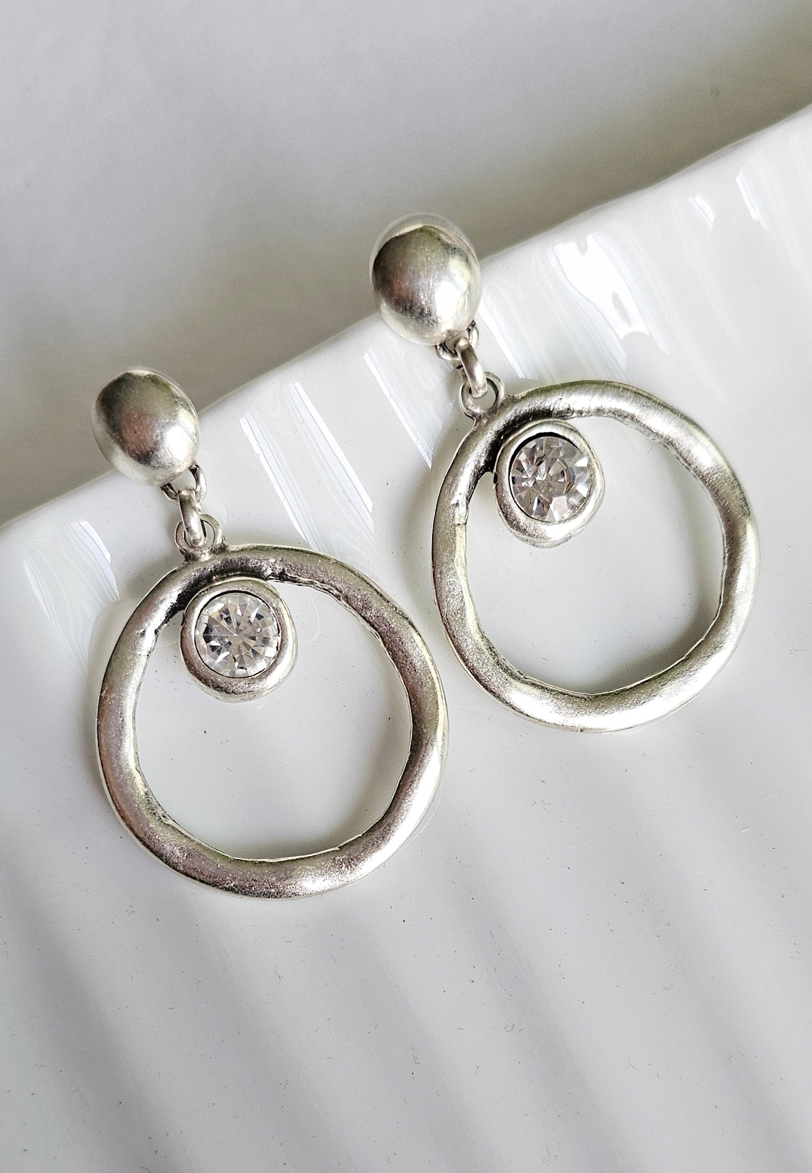 Infinity Crystal Earrings Hoops Refurbished - Mavis by Herrera refurbished available on Cerqular