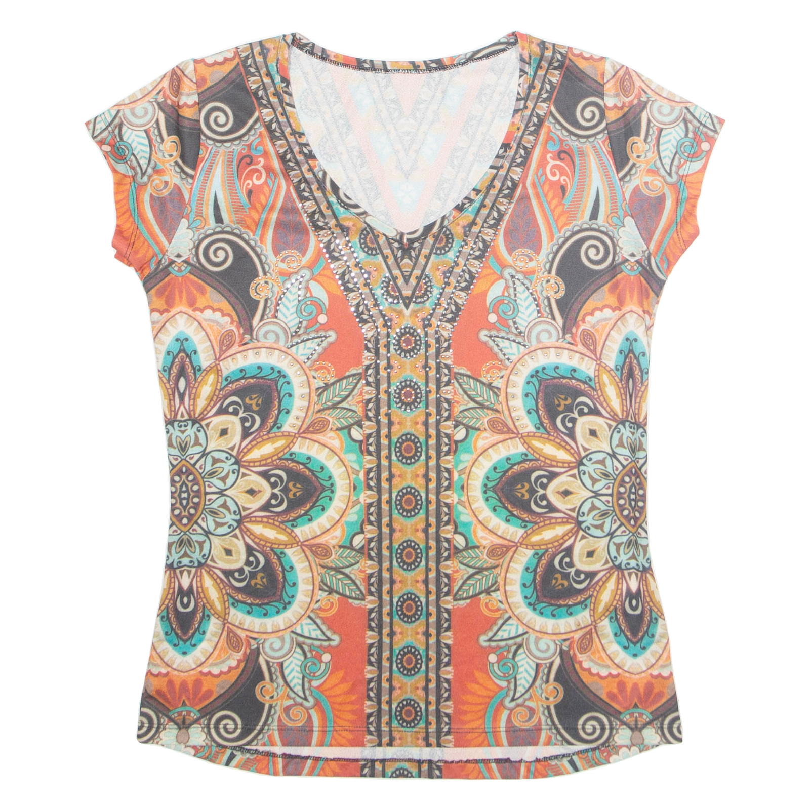 Womens Printed Blouse Red Crazy Pattern M Refurbished - N/A refurbished available on Cerqular