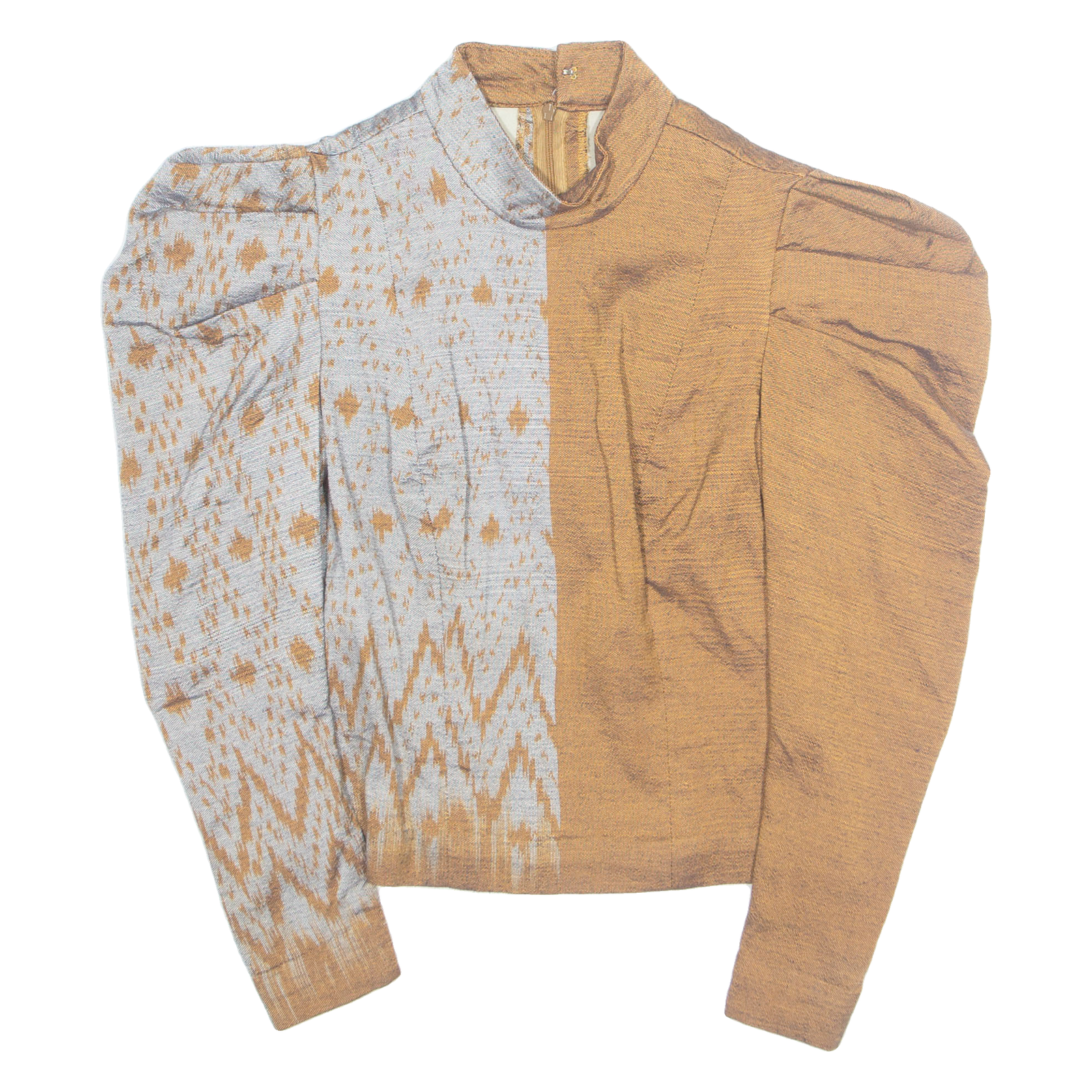 Buy Womens Puff Sleeve Top Brown High Neck Long Sleeve Colourblock S Refurbished - $16.89 Womens Puff Sleeve Top Brown High Neck Long Sleeve Colourblock S Refurbished - N/A refurbished available on Cerqular