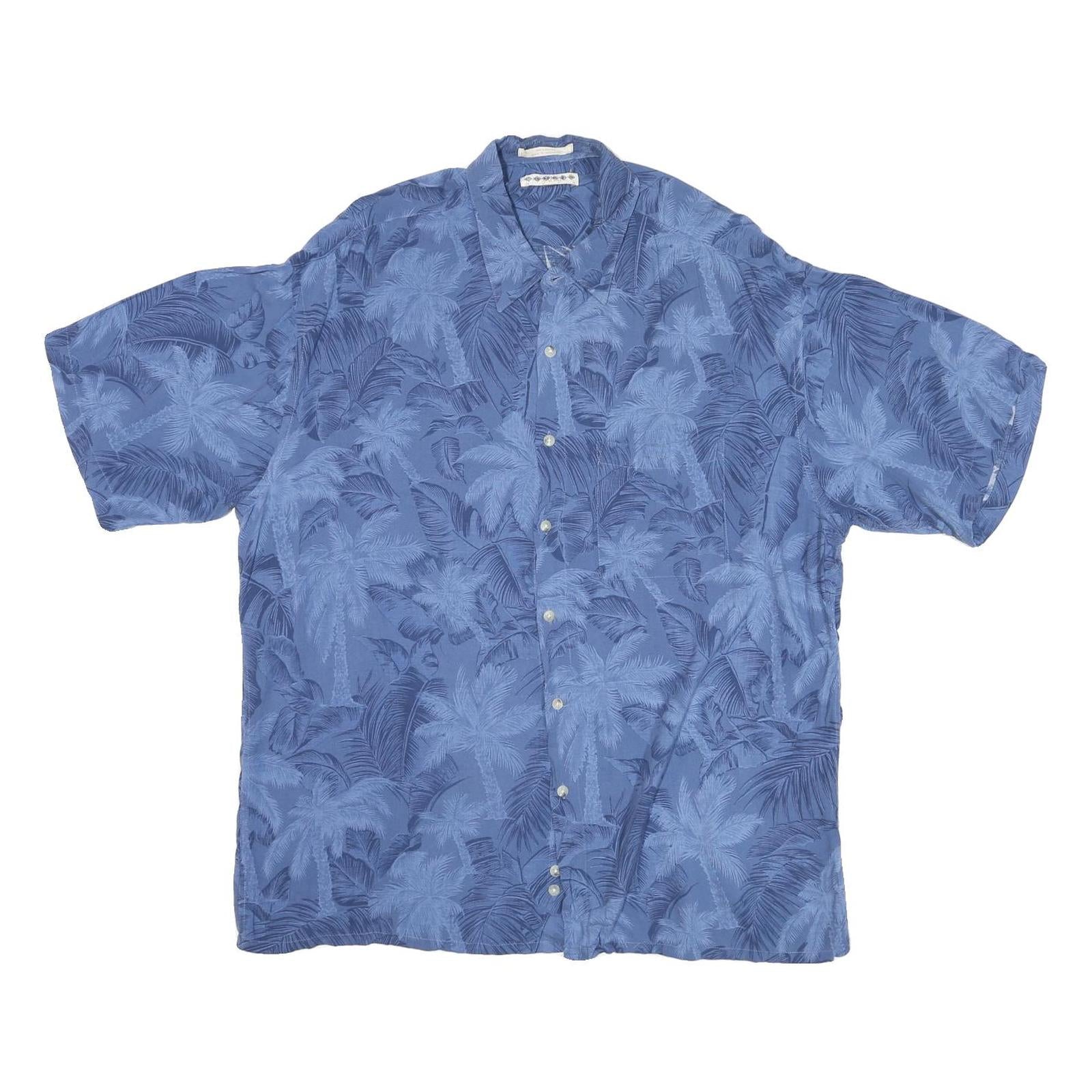 CAMPIA Mens Blue Rayon Hawaiian Shirt XL Tropical Print Short Sleeve Relaxed Refurbished - N/A refurbished available on Cerqular