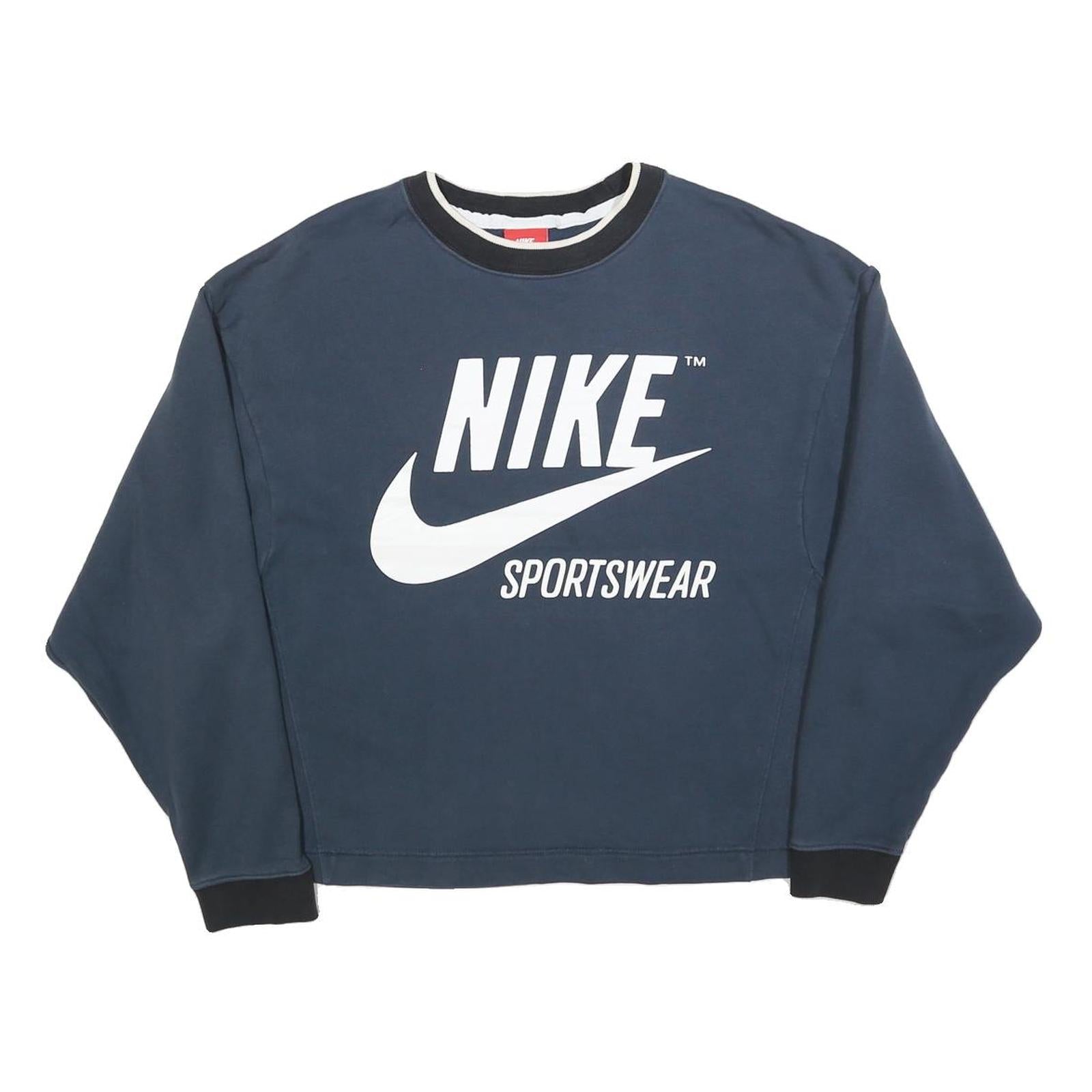NIKE Womens Blue Crew Neck XS Sportswear Logo Sweatshirt Cotton Blend Refurbished - N/A refurbished available on Cerqular