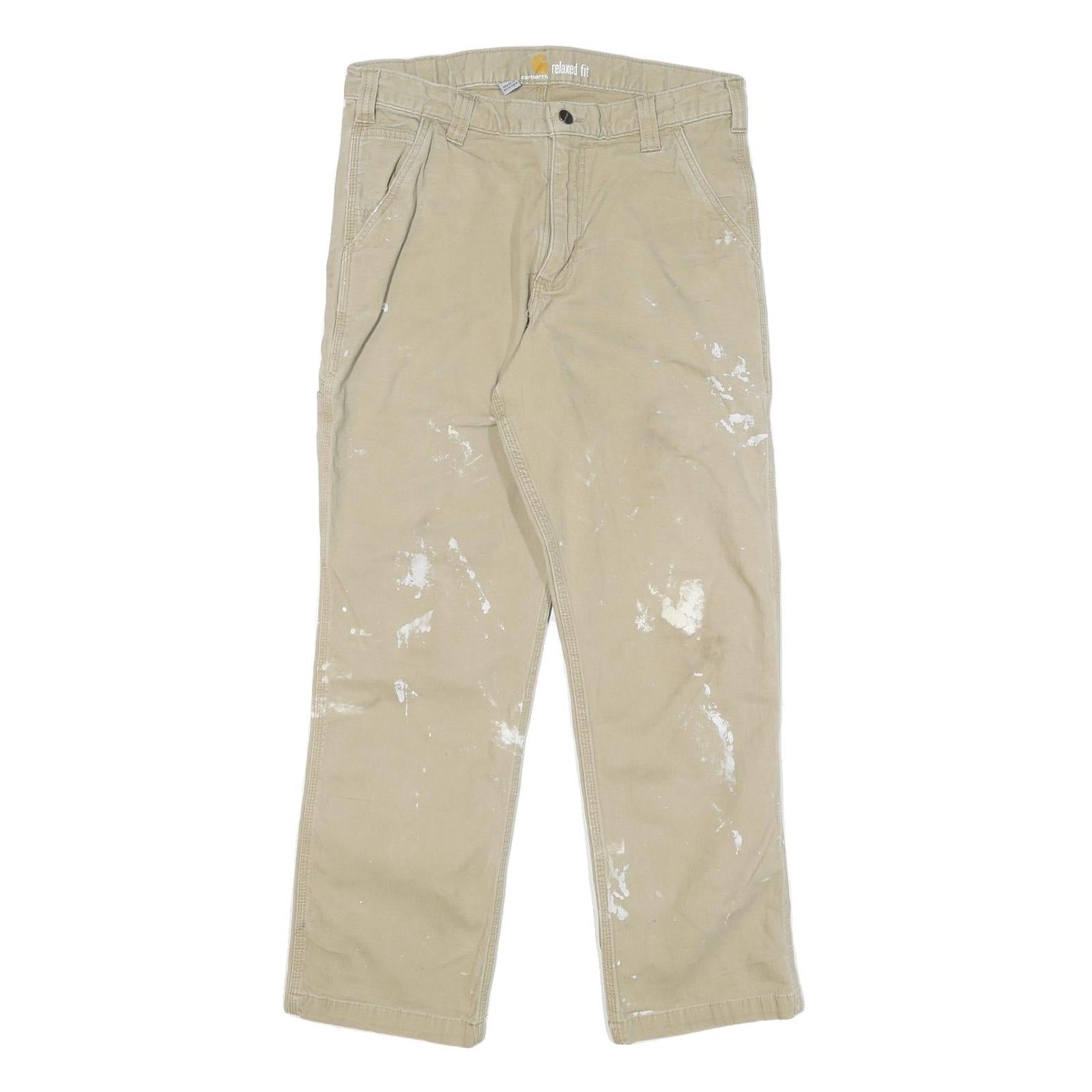 CARHARTT Mens Cotton Blend Beige Relaxed Tapered Trousers W32 L29 Workwear Refurbished - N/A refurbished available on Cerqular