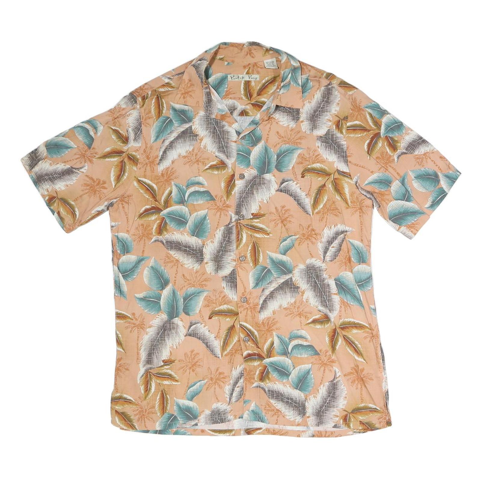 BATICK BAY Mens Peach Green & Brown Leaf Print Shirt M Cotton Blend Casual Refurbished - N/A refurbished available on Cerqular