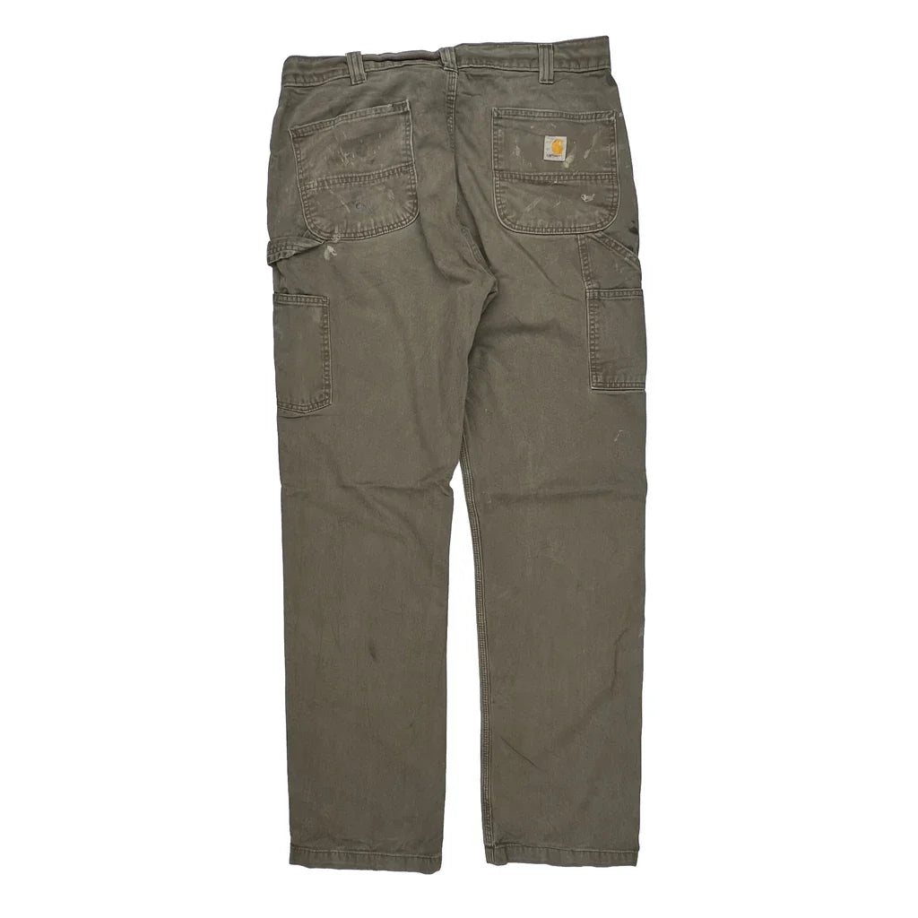 Carhartt Carpenter Trousers - 36″ Waist Brown Cotton Refurbished - Thrifted (note: this is a term often used to describe second- refurbished available on Cerqular