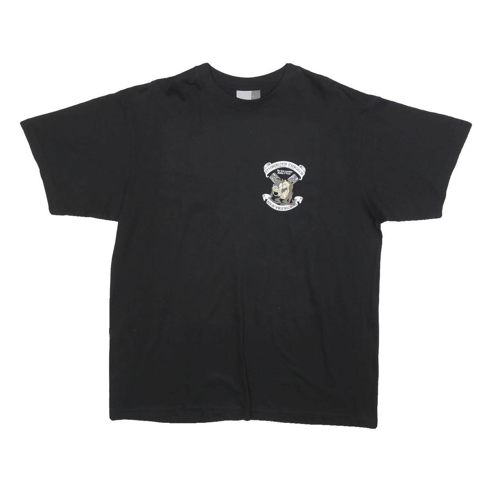 PROMO DORO Mens Black Graphic T-Shirt L Short Sleeve Crew Neck Cartoon Design Refurbished - N/A refurbished available on Cerqular