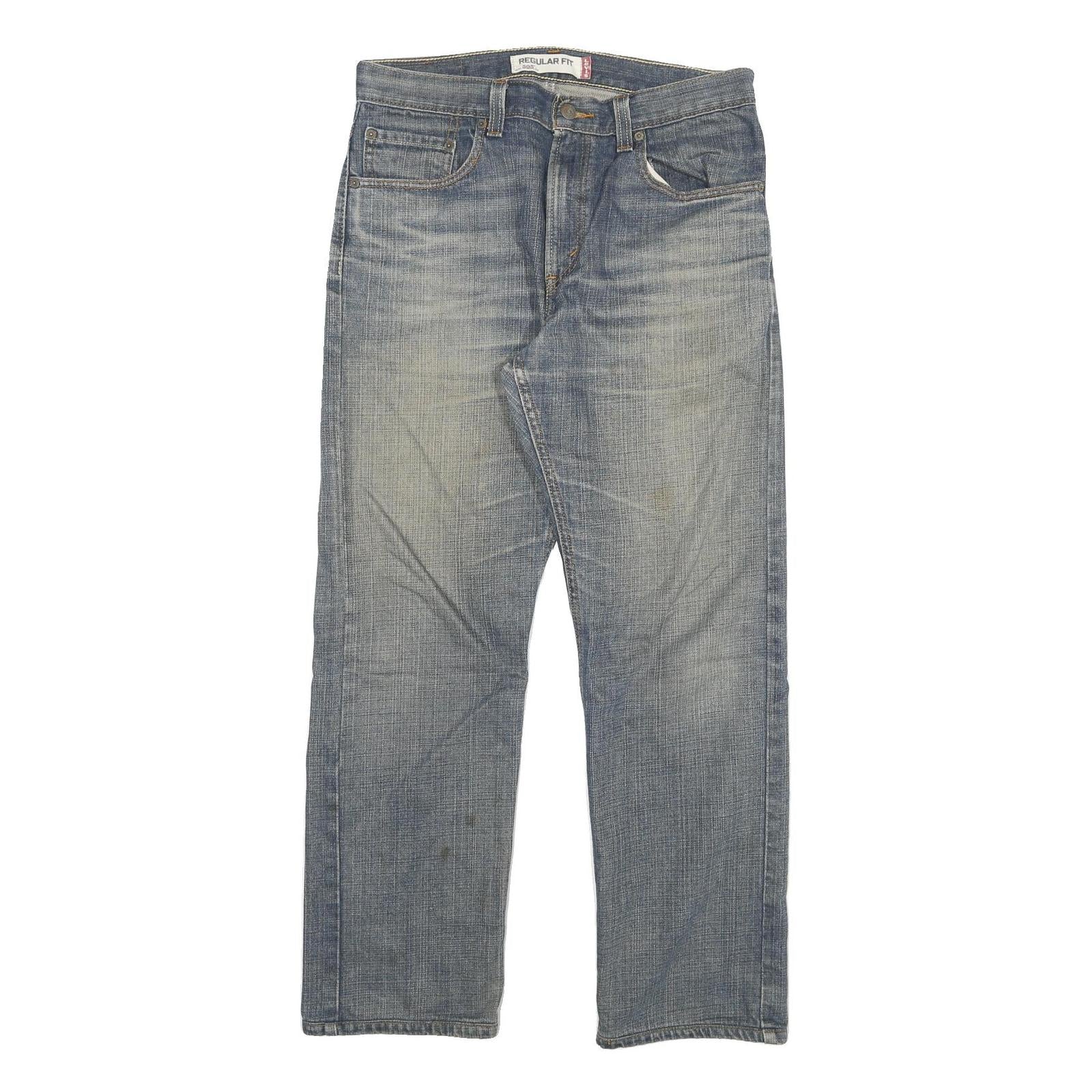 LEVI'S 505 Mens Jeans Blue Regular Straight Denim Medium W32 L28 Classic Zip Refurbished - N/A refurbished available on Cerqular