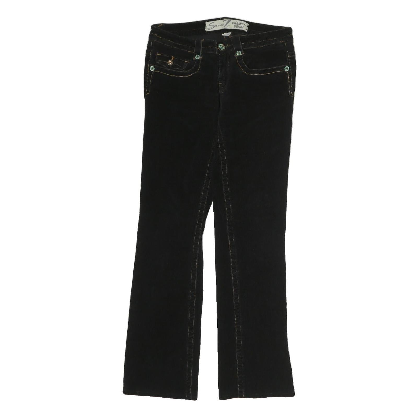 SEVEN7 Womens Black Cotton Regular Fit Straight Trousers W27 L30 Denim Style Refurbished - N/A refurbished available on Cerqular