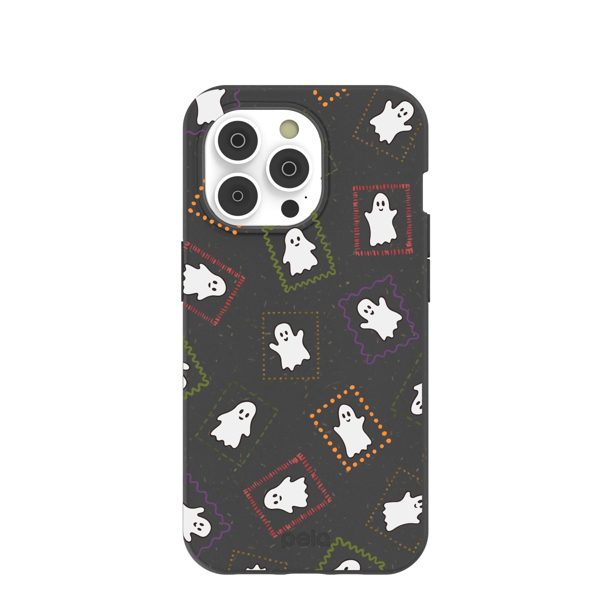 Black Ghost Stamps iPhone 14 Pro Case Refurbished - Pela Case refurbished available on Cerqular
