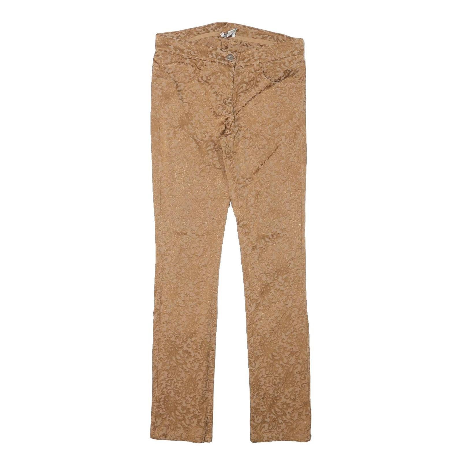 REISS Womens Polyester Blend Slim Trousers W28 L30 Tan Jacquard Floral Pattern Refurbished - N/A refurbished available on Cerqular