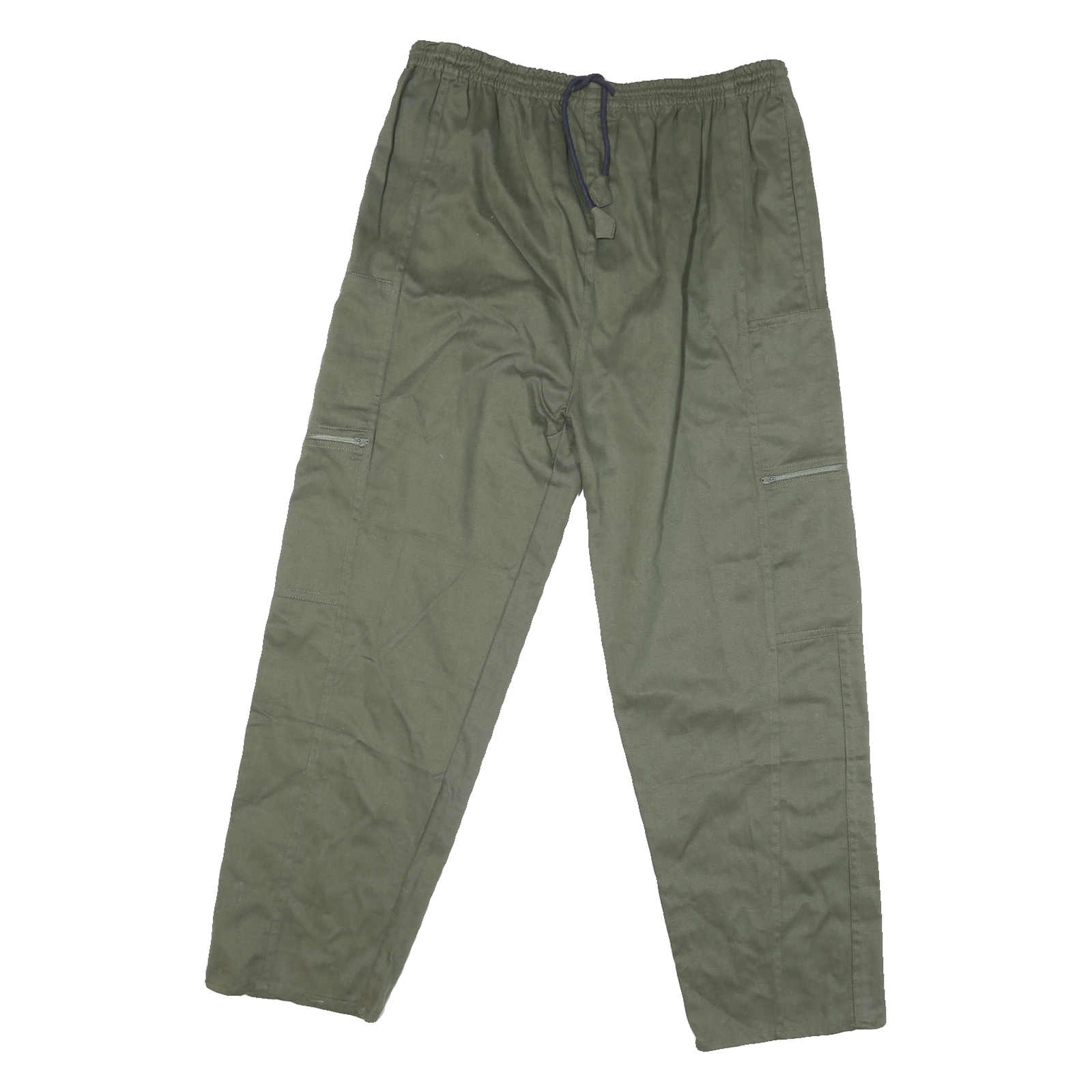 Mens Cotton Blend Olive Green Regular Drawstring Trousers W36 L27 Casual Comfort Refurbished - N/A refurbished available on Cerqular