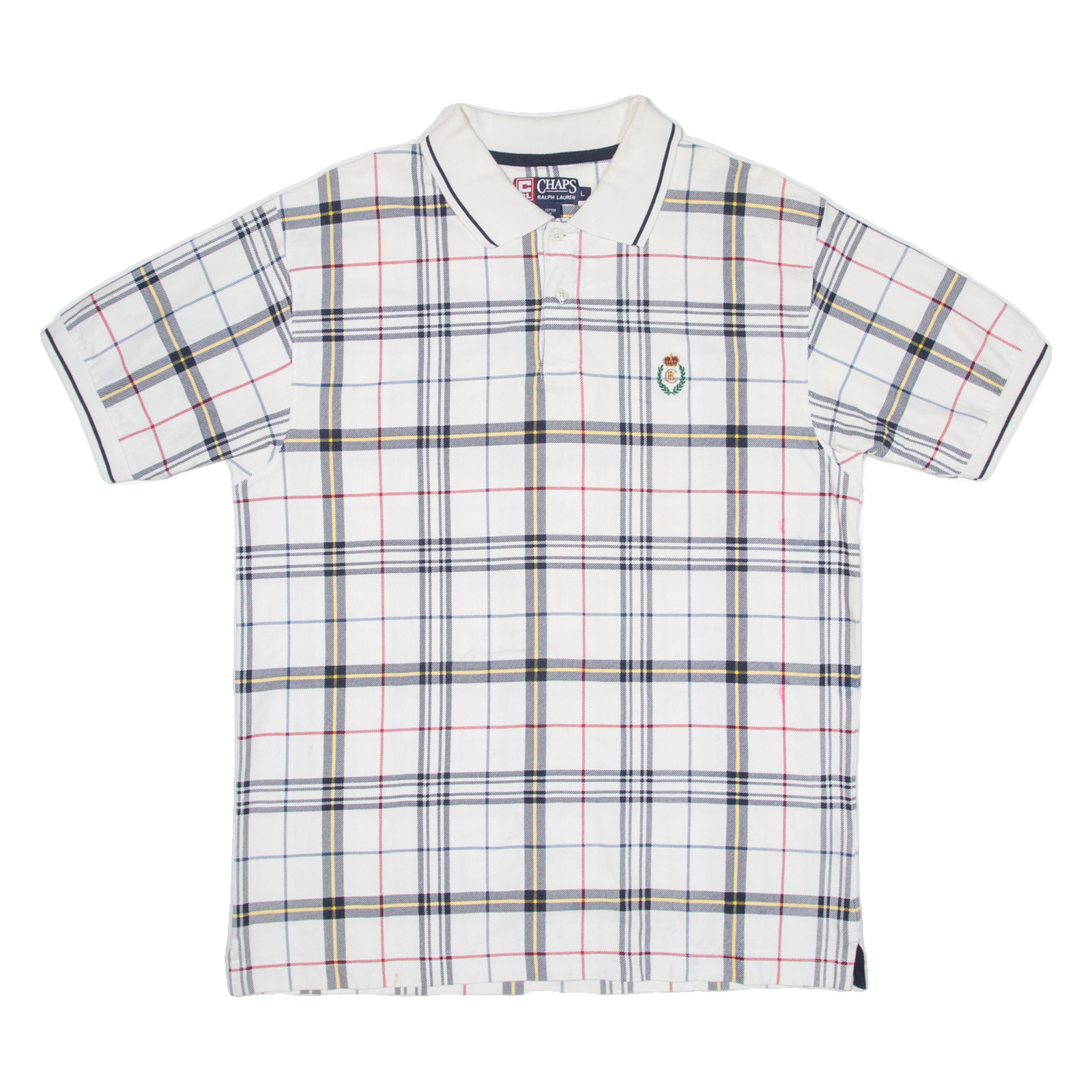 CHAPS RALPH LAUREN Mens Polo Shirt White Check L Refurbished - N/A refurbished available on Cerqular